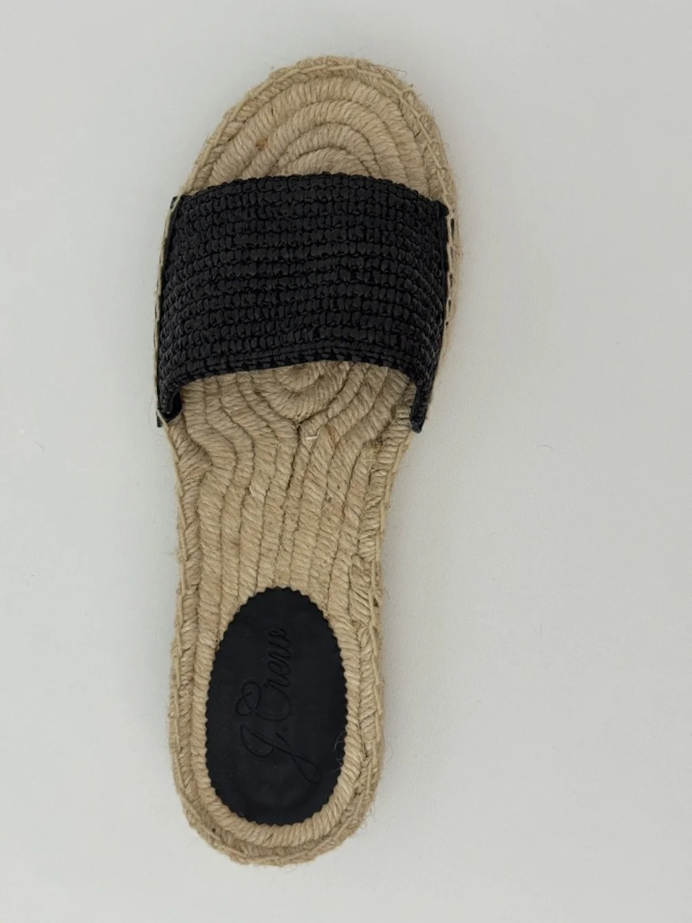 J. Crew Black Woven Espadrille Slide Mules